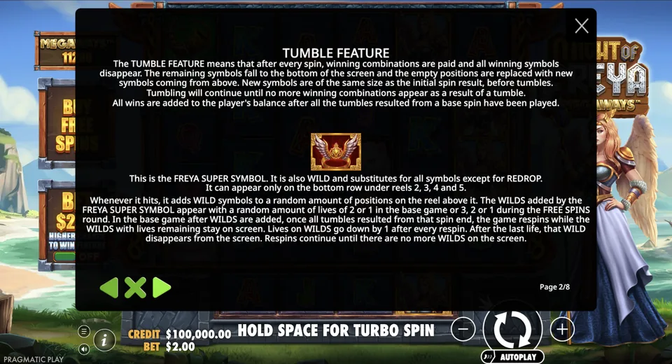 Tumble rules show Wilds added above symbol