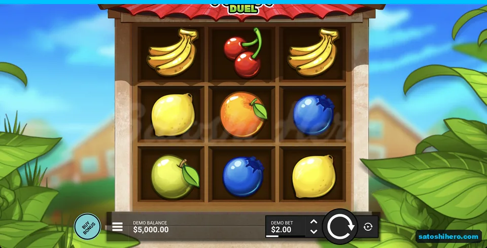 Fruit crate grid rests before a spin