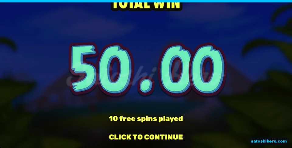 Total win banner reads $50.00