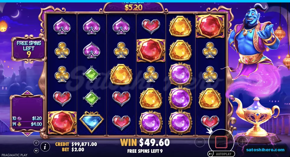 Free spins round builds a $49.60 win