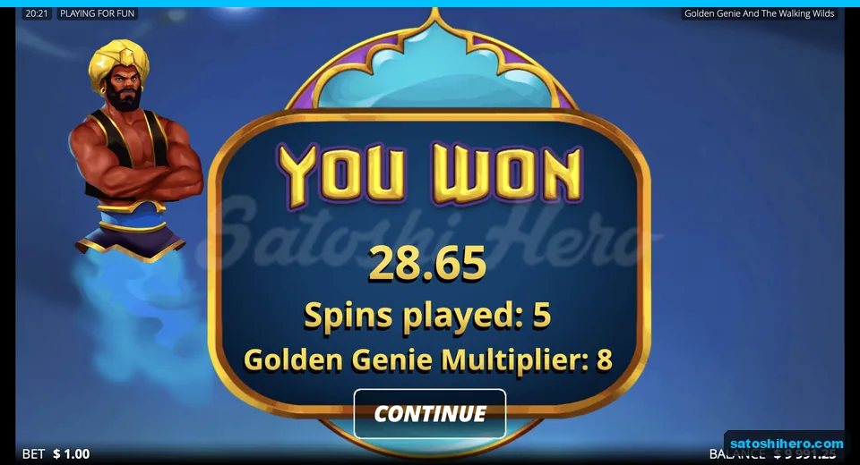 Collect screen reads $28.65 after five spins