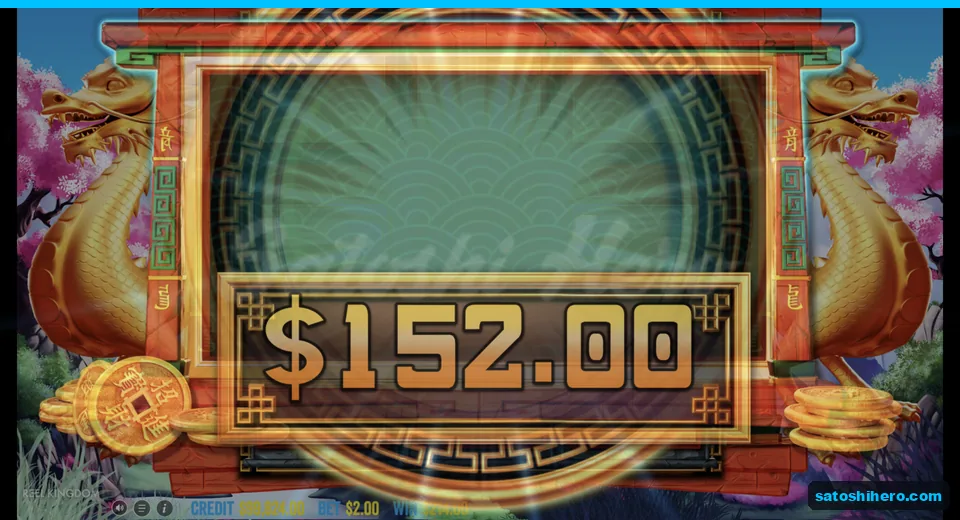 Dragon Win result shows $62.00 total