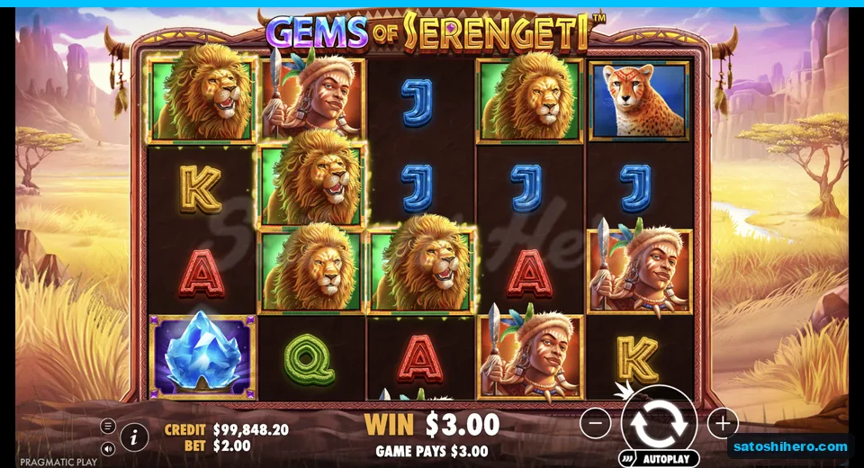 Line win resolves with lions for three dollars