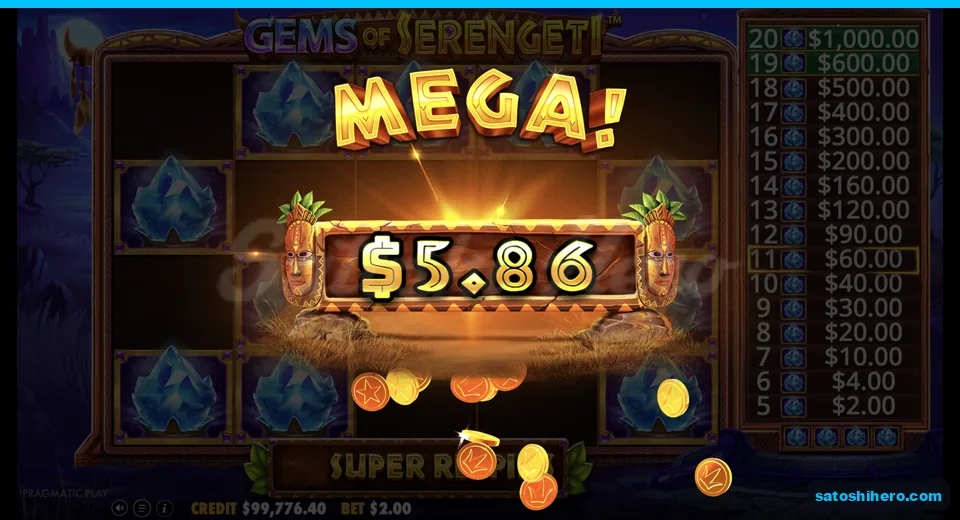 Respin board holds nine blue locked gems