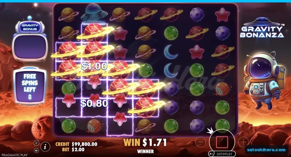 Cluster win resolves with eight spins left