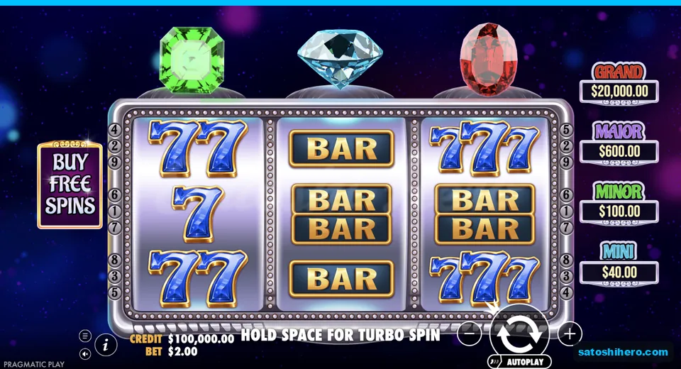 Idle base grid shows 7s BARs and jackpots