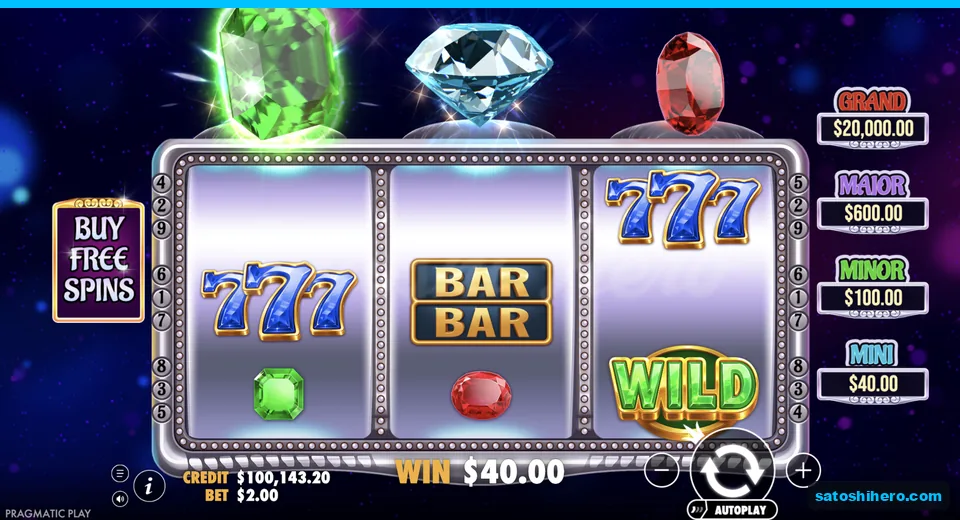 Line win pays $40.00 with triple 7s