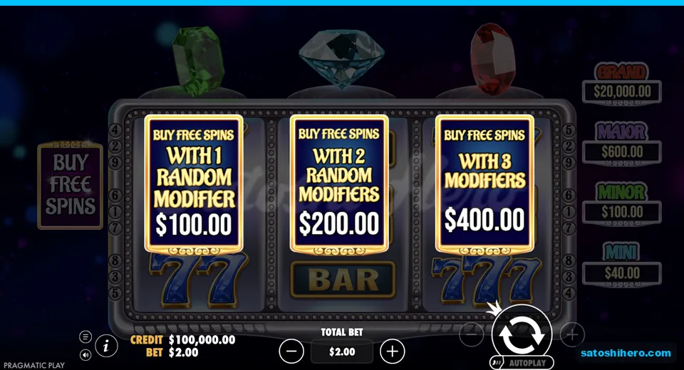 Buy menu opens with three priced cards