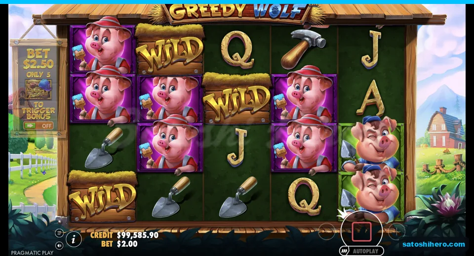 Wild signs drop beside pig symbols on reels