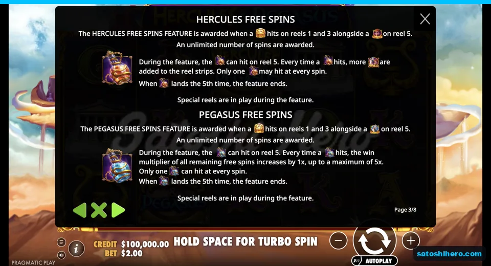 Rules page explains both free spins modes