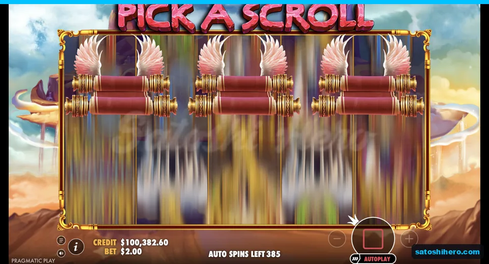 Pick a Scroll opens with three winged scrolls