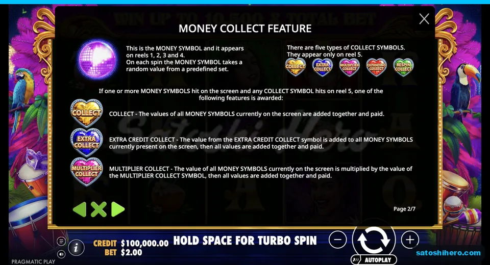 Special symbols page shows disco ball and Collect icons