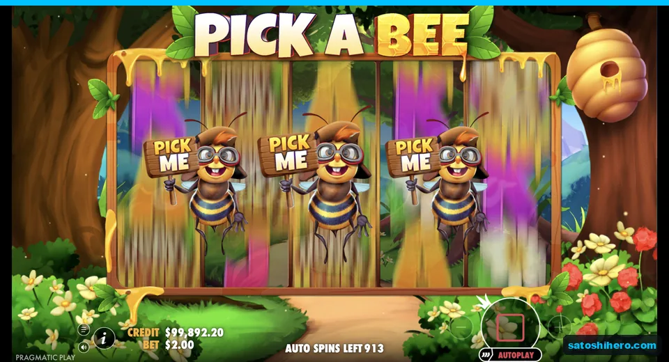 Pick screen opens with three worker bees