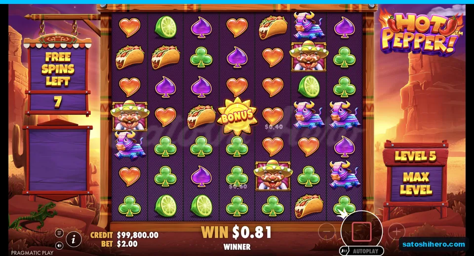 Free spins grid shows seven spins left