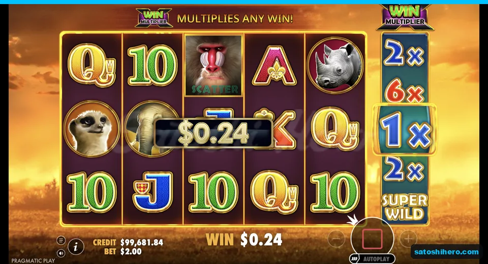 Line win resolves with one times multiplier