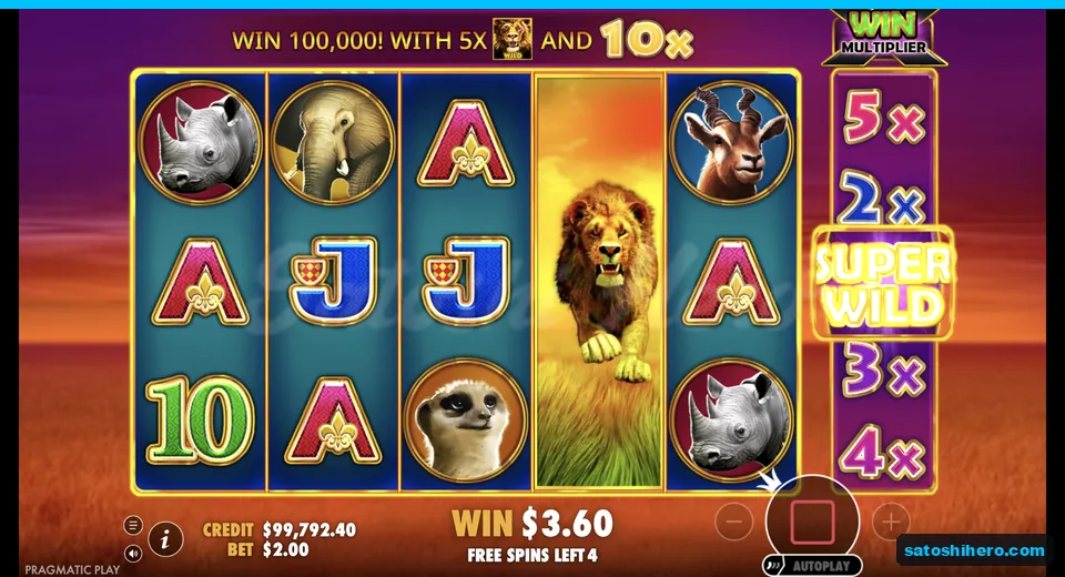 Free spin expands wild on reel four