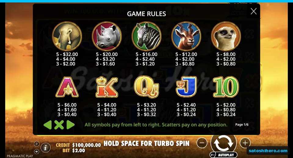 Paytable opens on animal and card values