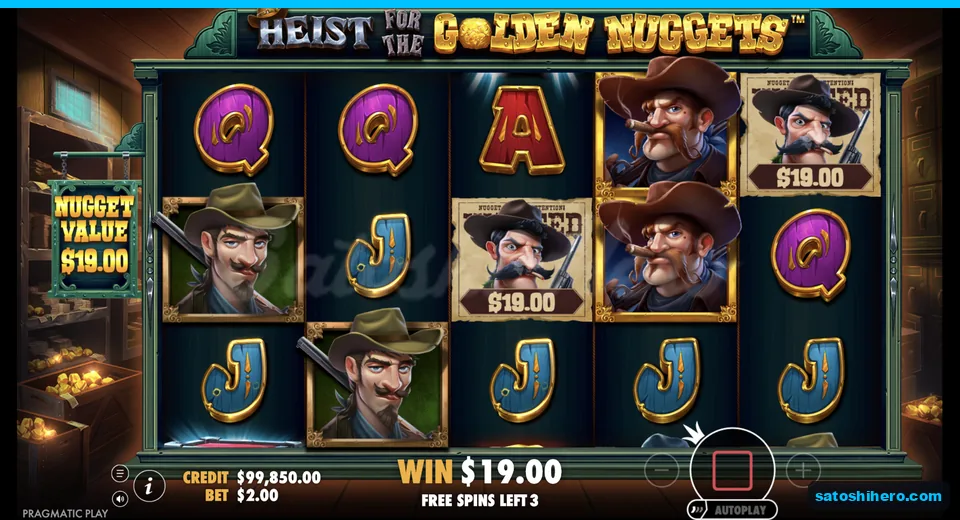 Wanted posters show $19 values during free spins