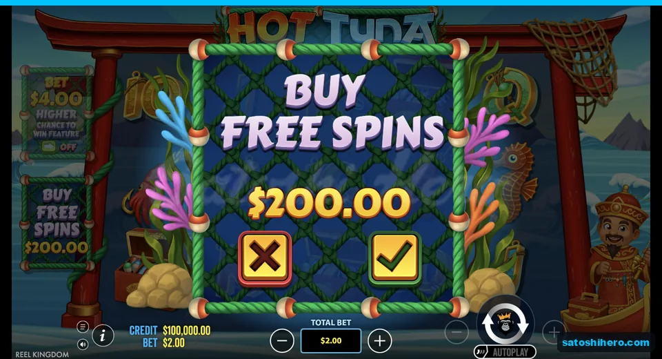 Buy menu opens at the two dollar stake
