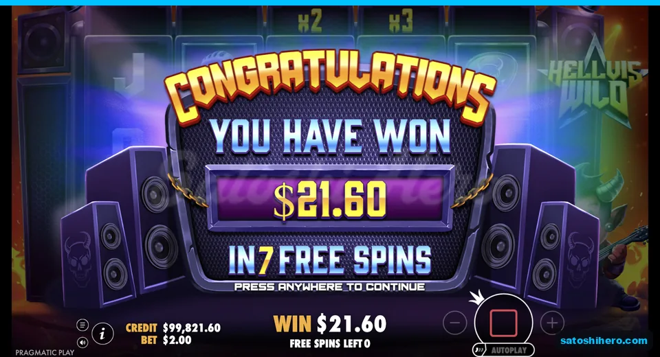 Collect screen shows $21.60 after seven free spins