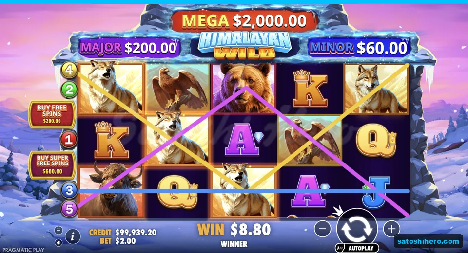 Line win resolves across animal symbols