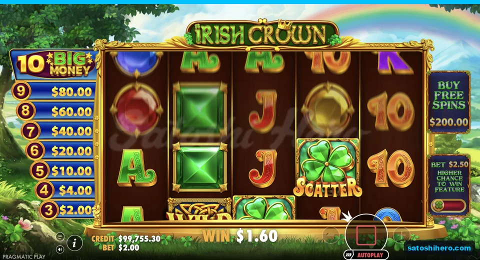 Line win resolves with emeralds and Wild
