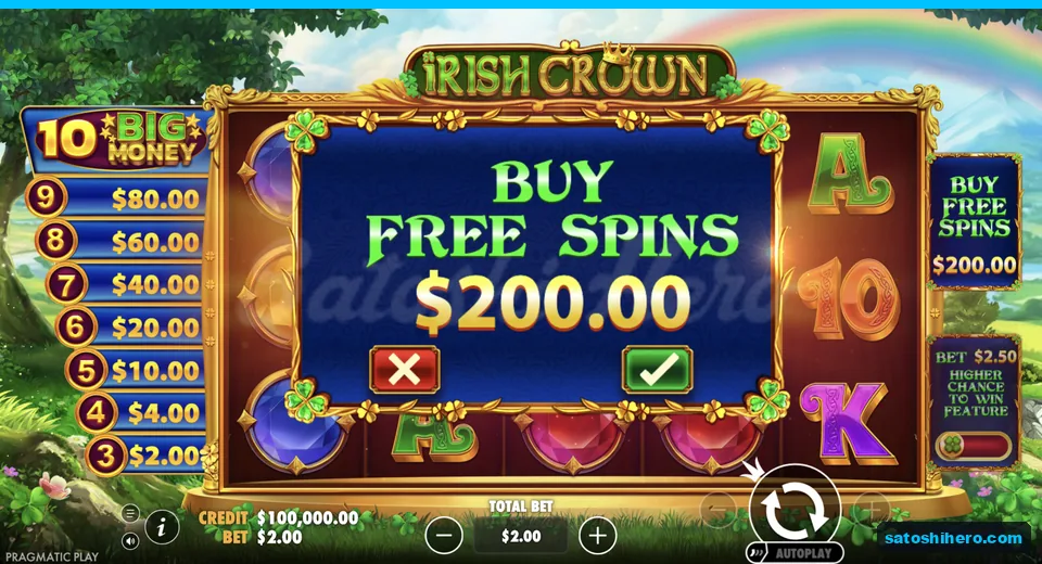 Buy menu opens at two dollar stake