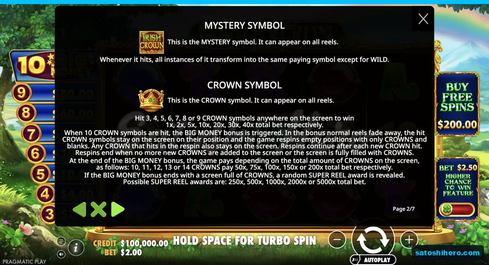 Mystery and Crown rules fill the panel