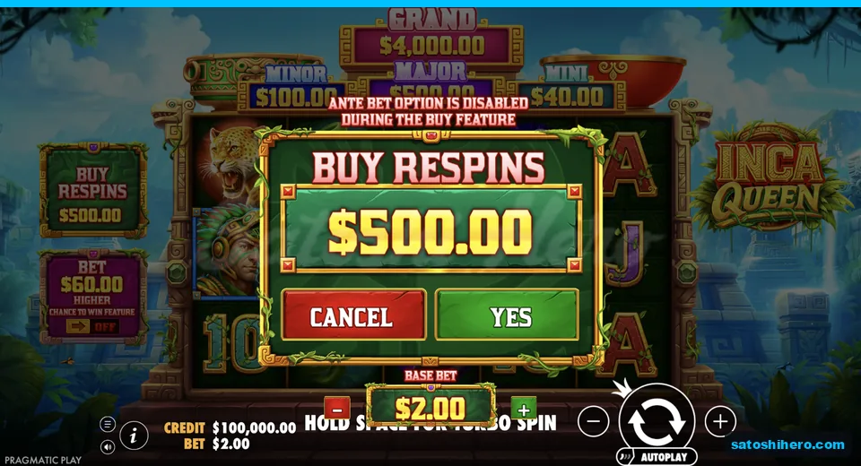 Buy menu opens at the $500.00 price