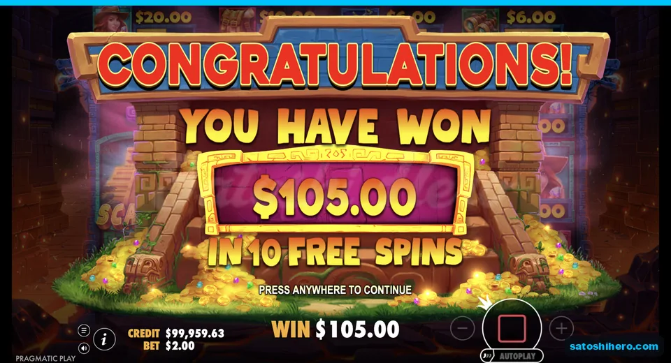 Free spins result pays one hundred and five dollars