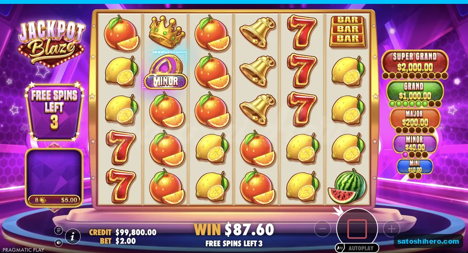 Free spins counter shows three spins remaining