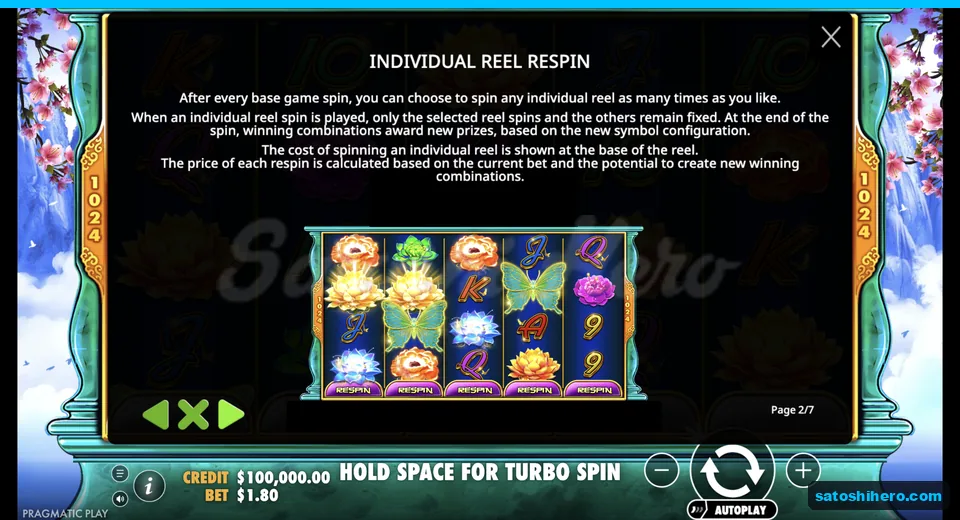 Respin prices sit beneath locked reel columns