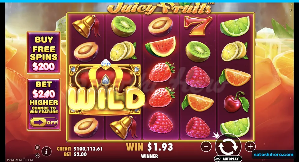 Line win resolves with a crown Wild