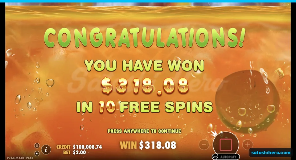 Congratulations screen shows $318.08 paid
