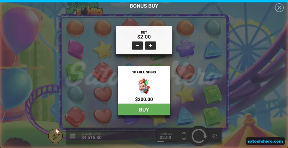 Bonus buy panel offering $200 Free Spins