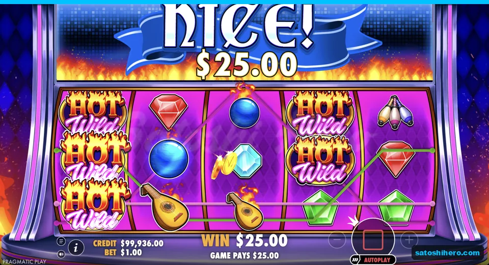 Line win resolves through HOT Wild stack
