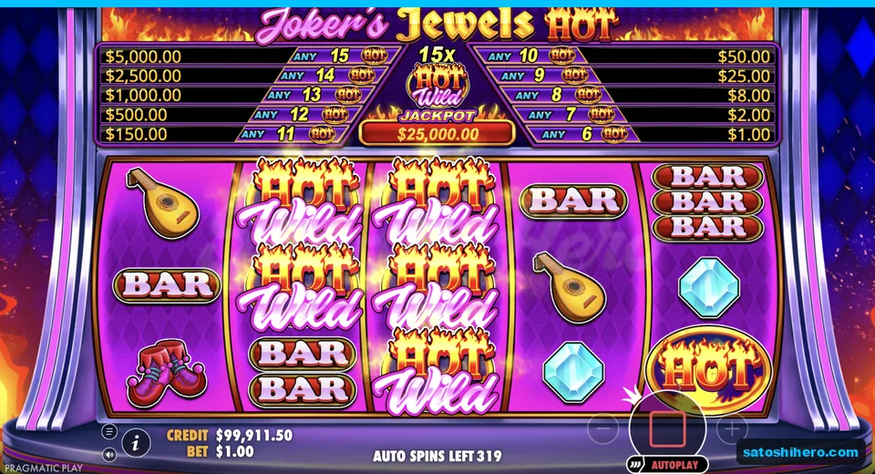 HOT Wild stacks land across two reels