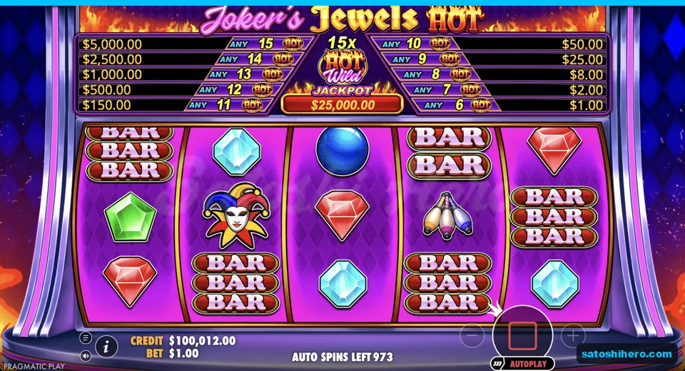 Joker appears beside BAR and gem symbols