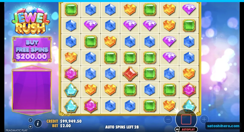 Jewel symbols fill the active grid