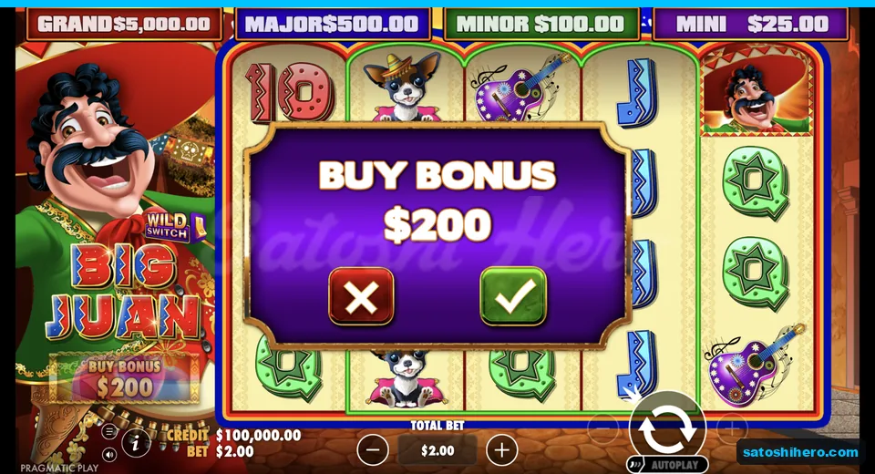 Buy panel opens at the $2.00 stake