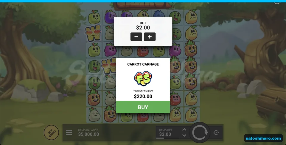 Buy menu shows 220 dollar free spins