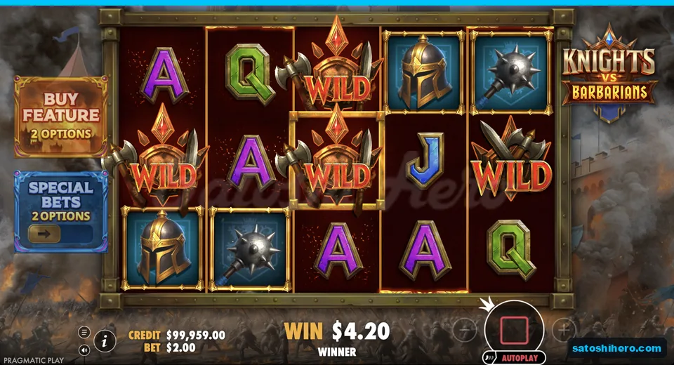 Line win resolves with crossed sword wilds