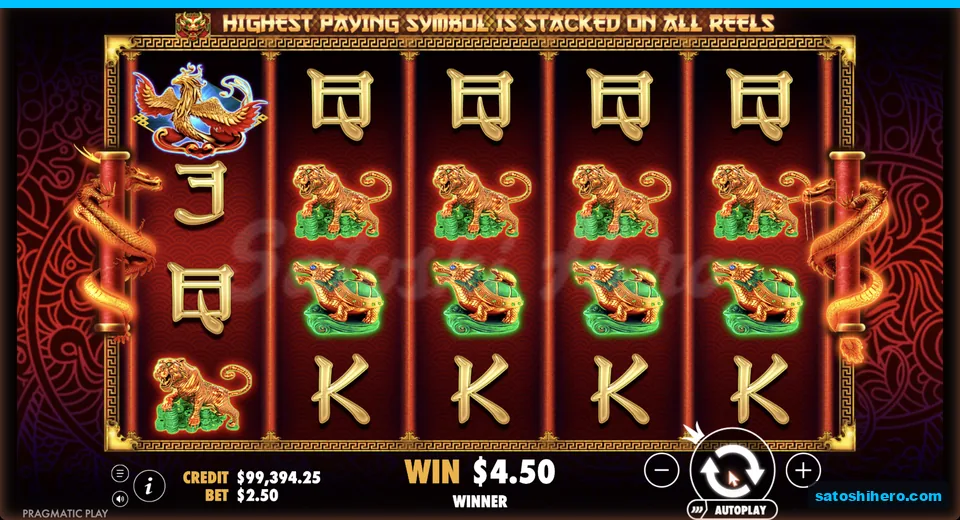 Line win resolves with stacked gold tigers