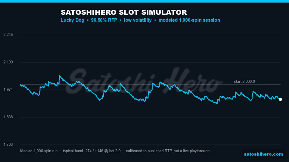 Simulated balance line drifts below the start