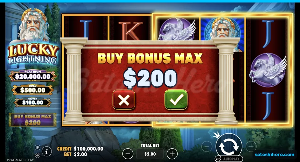 Buy menu opens at the two dollar stake