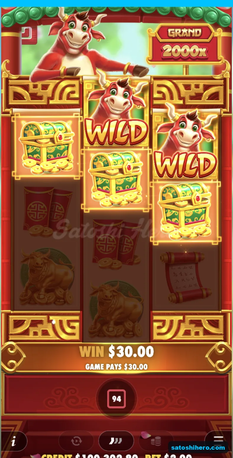 Line win resolves with ox Wilds