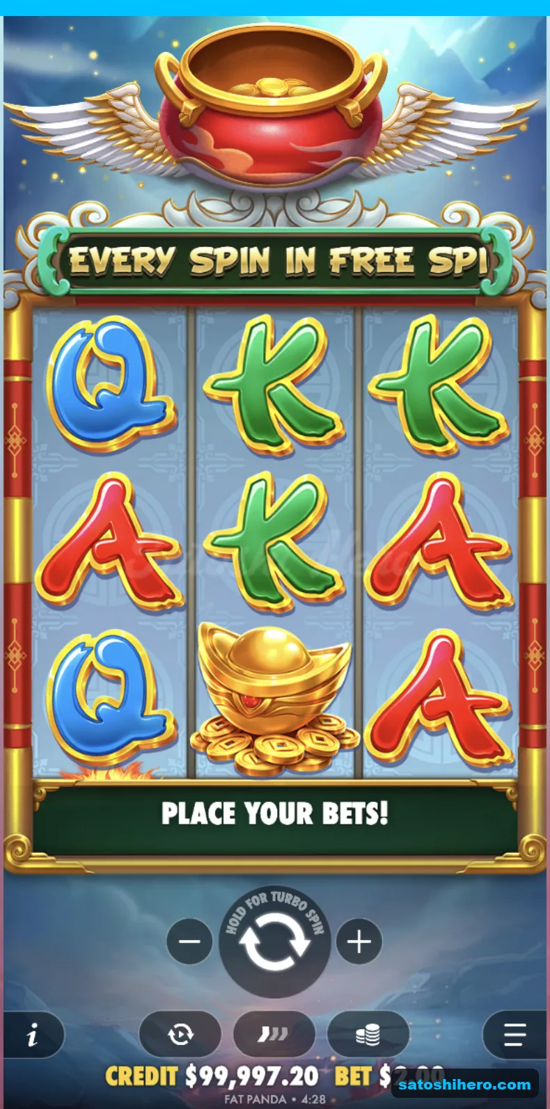 Settled reels show gold ingot and card royals