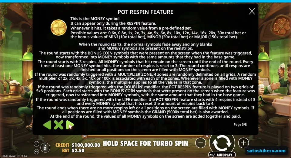 Pot Respin holds sticky money symbols