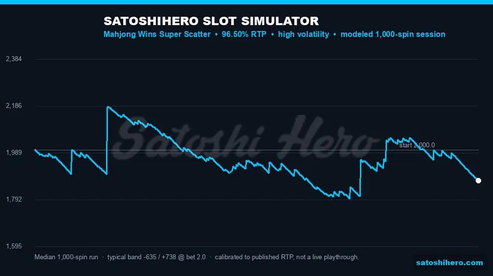 Blue projection curve swings across thousand spins
