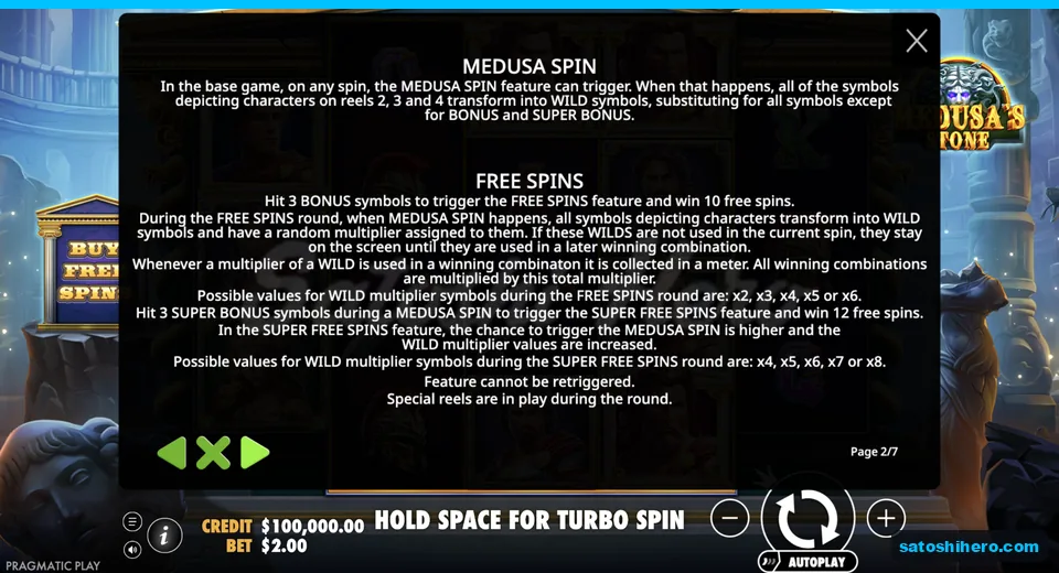 Rules page explains parked wild symbols